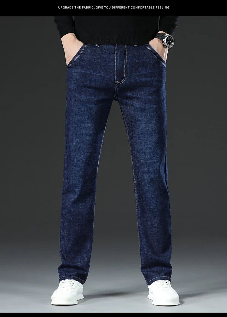 28-40 grande taille hiver hommes en peluche épais polaire pantalon laine d'agneau thermique jean pantalons décontractés coupe-vent chaud coton Denim pantalon