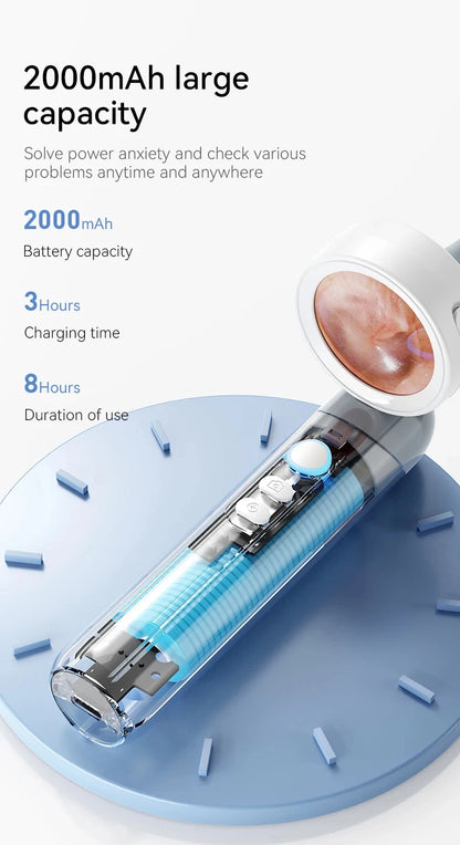 Caméra auriculaire visuelle, objectif 3.2mm, 1080P HD, contrôle de la bouche et du nez avec 4 lumières pour enfants et adultes, Support pour animaux de compagnie, prise de photos, connexion PC