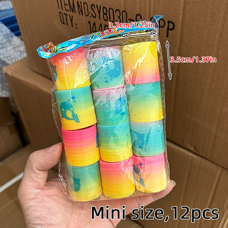 Rainbow Magic Springs Circle Toys Kids' Birthday Party Favors Friends Giveaway Small Gifts Pinata Fillers Flexible Funny Toy