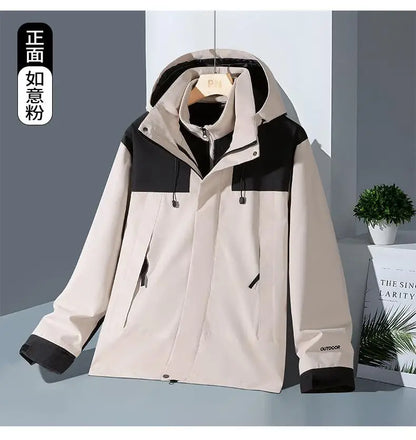 Veste d'assaut d'hiver en plein air trois en un avec polaire épaisse détachable deux pièces veste d'alpinisme imperméable pour hommes - DOGOMET DIGITAL PLUS