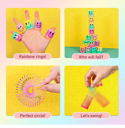 Rainbow Magic Springs Circle Toys Kids' Birthday Party Favors Friends Giveaway Small Gifts Pinata Fillers Flexible Funny Toy
