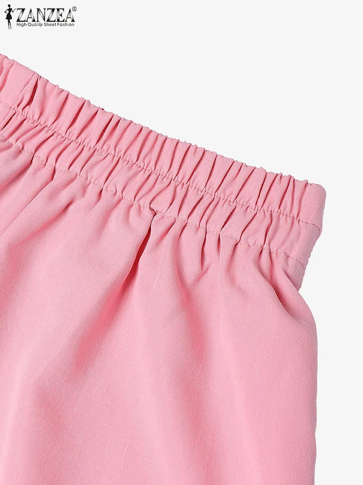 ZANZEA élégant a-ligne Jupes plissées femmes mode taille haute Patchwork Midi Faldas Mujer bureau déplacements solide Jupes Femme