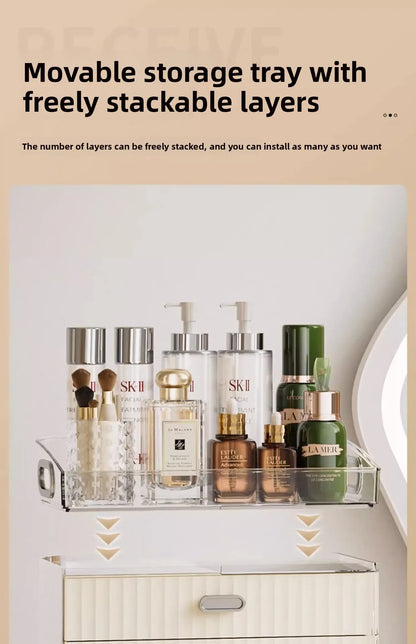 Internet celebrity cosmetics storage box, household box, desktop transparent dustproof cabinet, dressing table, skincare shelf