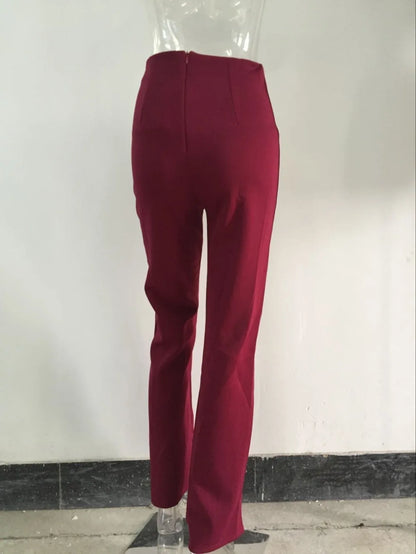 Pantalon audilong décontracté pour femme, chemises et chemisiers slim, pantalons sauvages, vêtements élégants, pantalons à jambe droite boutonnée, dame de bureau