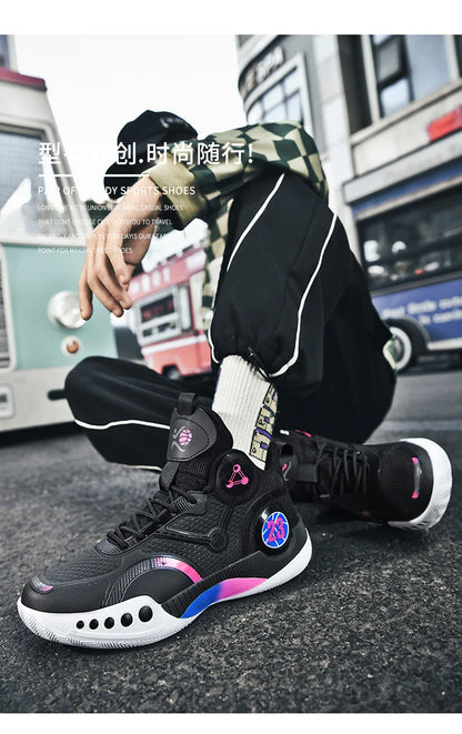 Nouvelles chaussures de basket-ball montantes chaussures de sport confortables et respirantes pour hommes et femmes athlètes d'entraînement chaussures d'étudiant décontractées