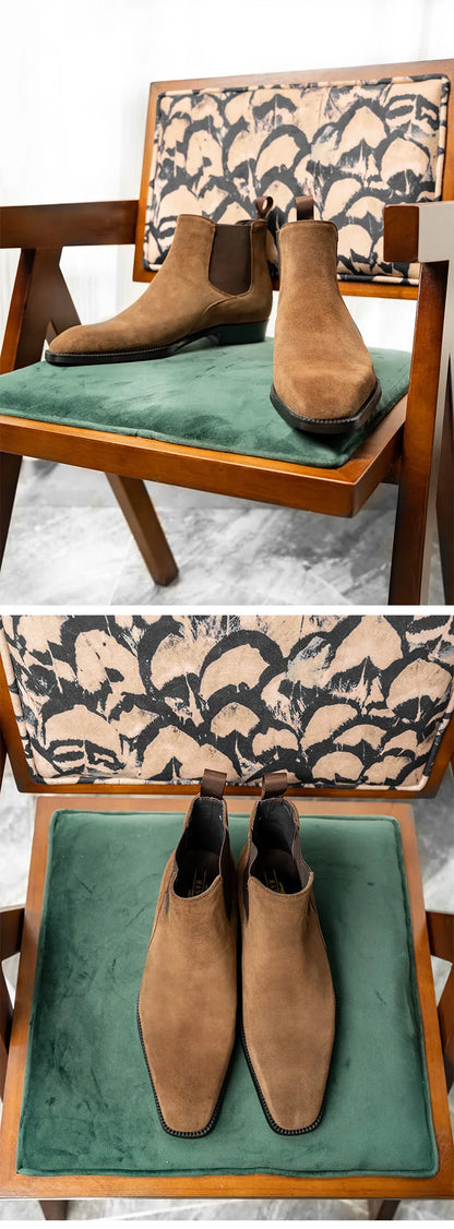 Style occidental hommes Chelsea bottes en cuir véritable de luxe en plein air randonnée chaussures de travail cheville désert bottes Botas Hombre Zapatos