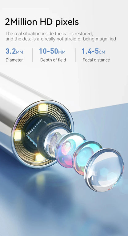 Caméra auriculaire visuelle, objectif 3.2mm, 1080P HD, contrôle de la bouche et du nez avec 4 lumières pour enfants et adultes, Support pour animaux de compagnie, prise de photos, connexion PC