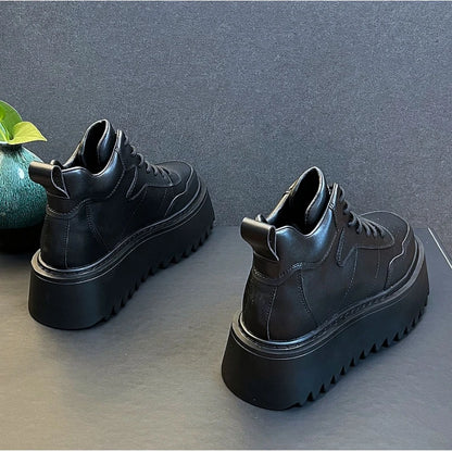 Baskets montantes en cuir pour hommes, chaussures à plateforme confortables, chaussures de course en plein air pour hommes, respirant, zones de tennis, nouveau, 2025