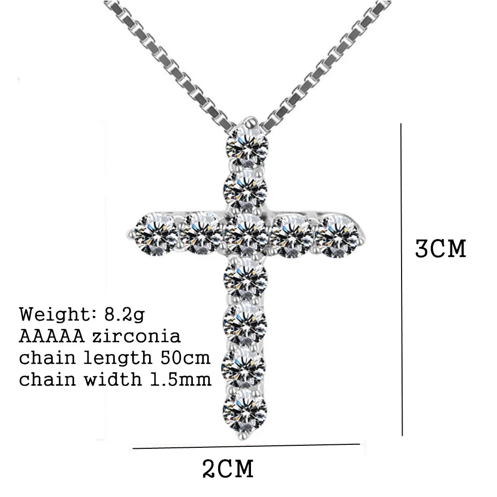 16-24inches 925 Sterling Silver Necklace Box chain Shiny crystal classic cross Pendant For Women men Fashion Jewelry Gifts - DOGOMET DIGITAL PLUS