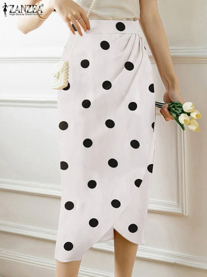 ZANZEA élégant taille haute Jupes femmes imprimé jupe longue robe 2023 été décontracté minceur Midi jupes Sexy asymétrique Faldas
