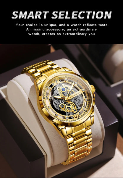 UTHAI-Montre à quartz en acier inoxydable pour homme, évider, étanche, métal, authentique, luxe, carillon, Shoous, V006, nouveau, 2024