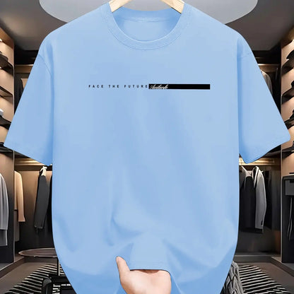 T-shirt à Manches Courtes et Col Rond pour Homme, Haut Décontracté, Coupe Ample, Grande Lettre Imprimée, Style High Street, Unisexe, Été, 100% Coton