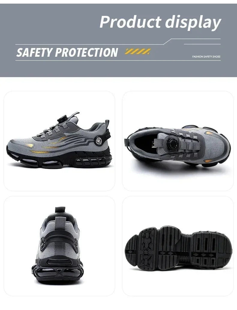 Men's Safety Work Shoes Anti-Tailor Wear-Resistant Steel Toe Boots Durable Sports Footwear for Construction Industry Workers