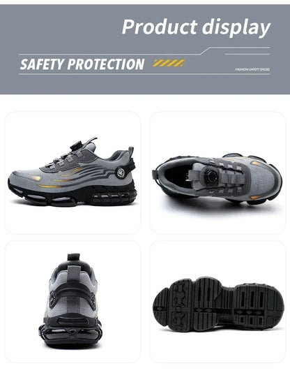 Men's Safety Work Shoes Anti-Tailor Wear-Resistant Steel Toe Boots Durable Sports Footwear for Construction Industry Workers
