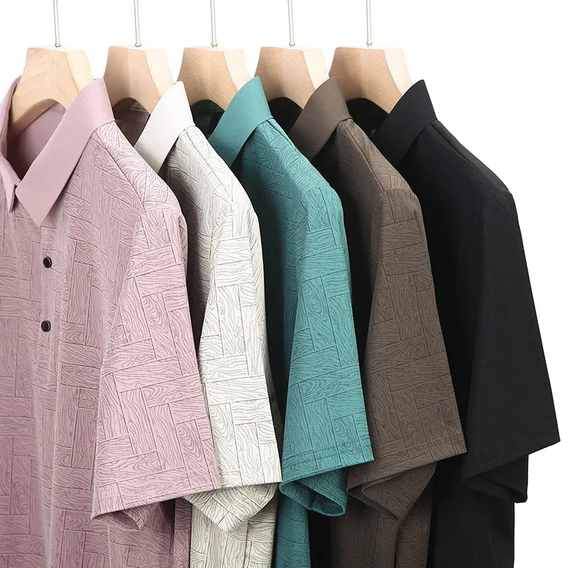 2025 New Men's Business Casual Short Sleeved Shirt Solid Color Polo Shirt Fashionable Breathable Comfortable Versatile Top