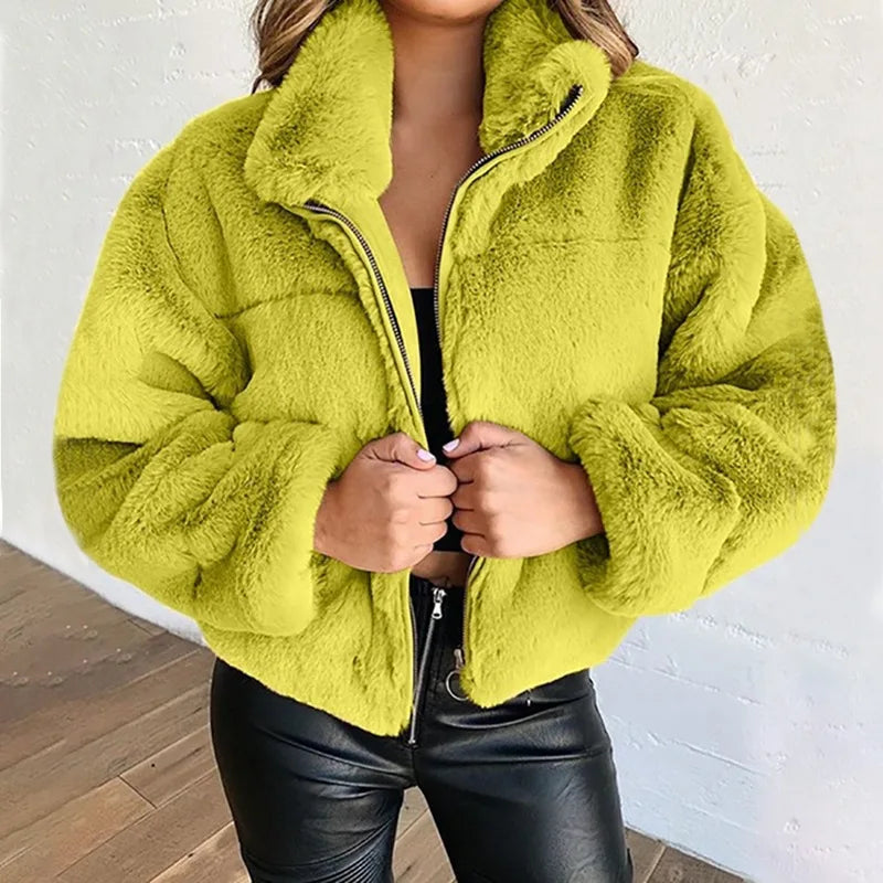 Automne hiver manteau pour femmes 2025 nouveau élégant ours en peluche chaud épaissir polaire fausse fourrure manteaux veste femmes à manches longues vêtements d'extérieur - DOGOMET DIGITAL PLUS
