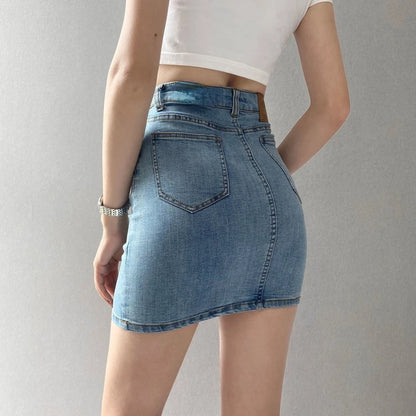 Jupes femmes amérique Vintage taille haute extensible moulante mince a-ligne Mini Sexy Denim Jupe mode Harajuku Simple décontracté dames