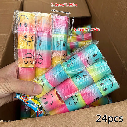 Rainbow Magic Springs Circle Toys Kids' Birthday Party Favors Friends Giveaway Small Gifts Pinata Fillers Flexible Funny Toy