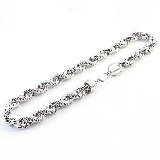 Provence S925 Man's Rope Chain Twisted Chain for Women 18/20/22/24 Inch Sterling Silver Necklace for Man Mini Choker Necklace