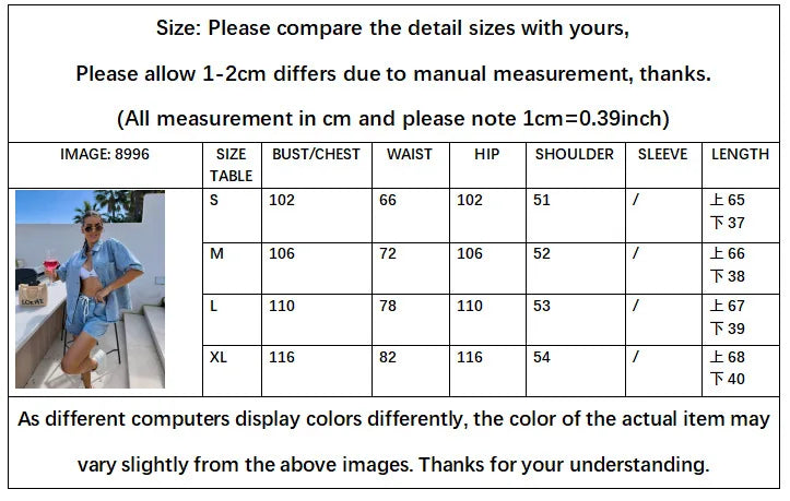 2025 Summer Women's Fashion Casual Loose Short Sleeve Shirt Denim Shorts Set Ensemble Femme 2 Pièces Été