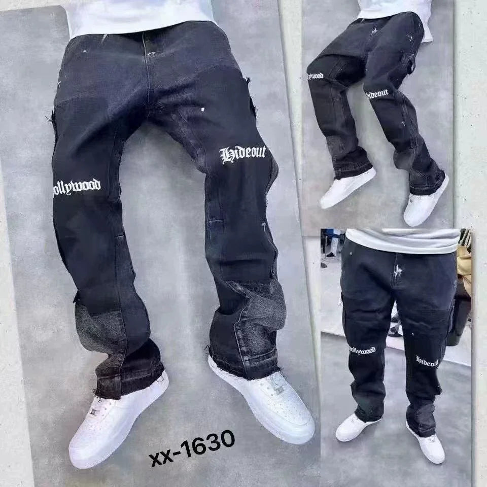 Jean Vintage pour hommes, bas de cloche en détresse, coupe propre, vêtements de travail pour le travail du bois, pantalon en Denim pour le commerce extérieur, 2025