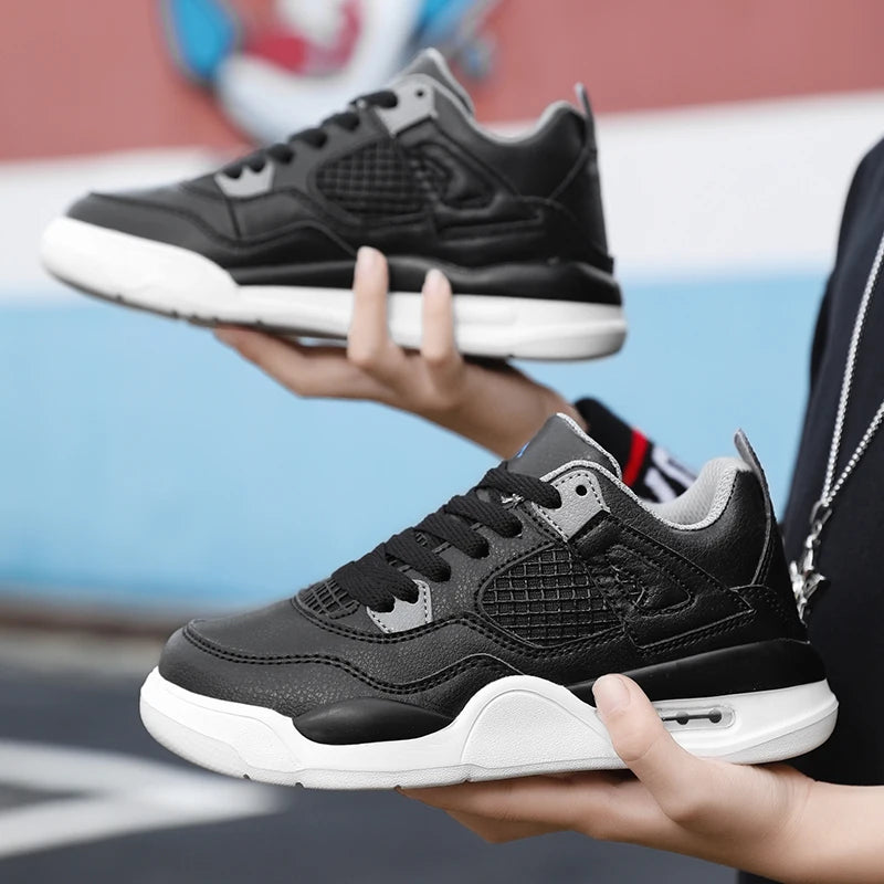 Baskets de basket-ball en cuir à lacets pour enfants, chaussures de skate plates décontractées, tennis pour enfants, qualité, mode, filles, garçons