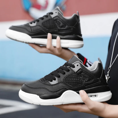 Baskets de basket-ball en cuir à lacets pour enfants, chaussures de skate plates décontractées, tennis pour enfants, qualité, mode, filles, garçons