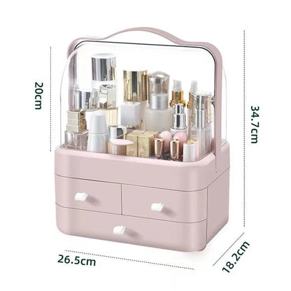 Cosmetic Organizer  Countertop Organizer For Dresser With Lid And Drawer Countertop Waterproof And Dustproof Skin Care Organizer