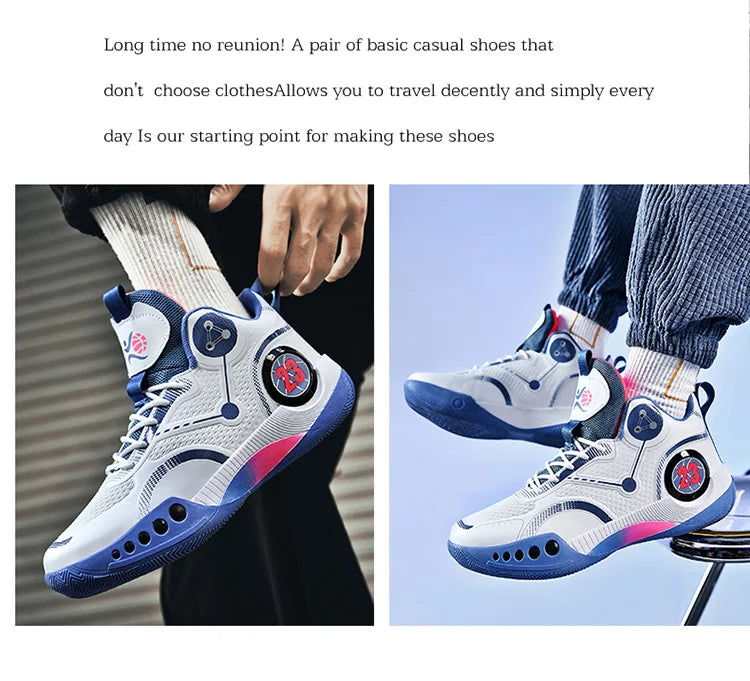 Nouvelles chaussures de basket-ball montantes chaussures de sport confortables et respirantes pour hommes et femmes athlètes d'entraînement chaussures d'étudiant décontractées