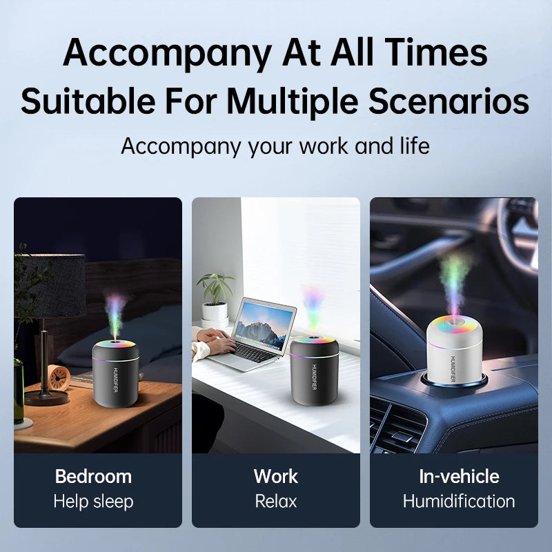 180ML Mini Air Humidifier USB Electric Aroma Diffuser Essential Oil Purifier Aromatherapy Mist Maker Lights For Car Home Bedroom - DOGOMET DIGITAL PLUS