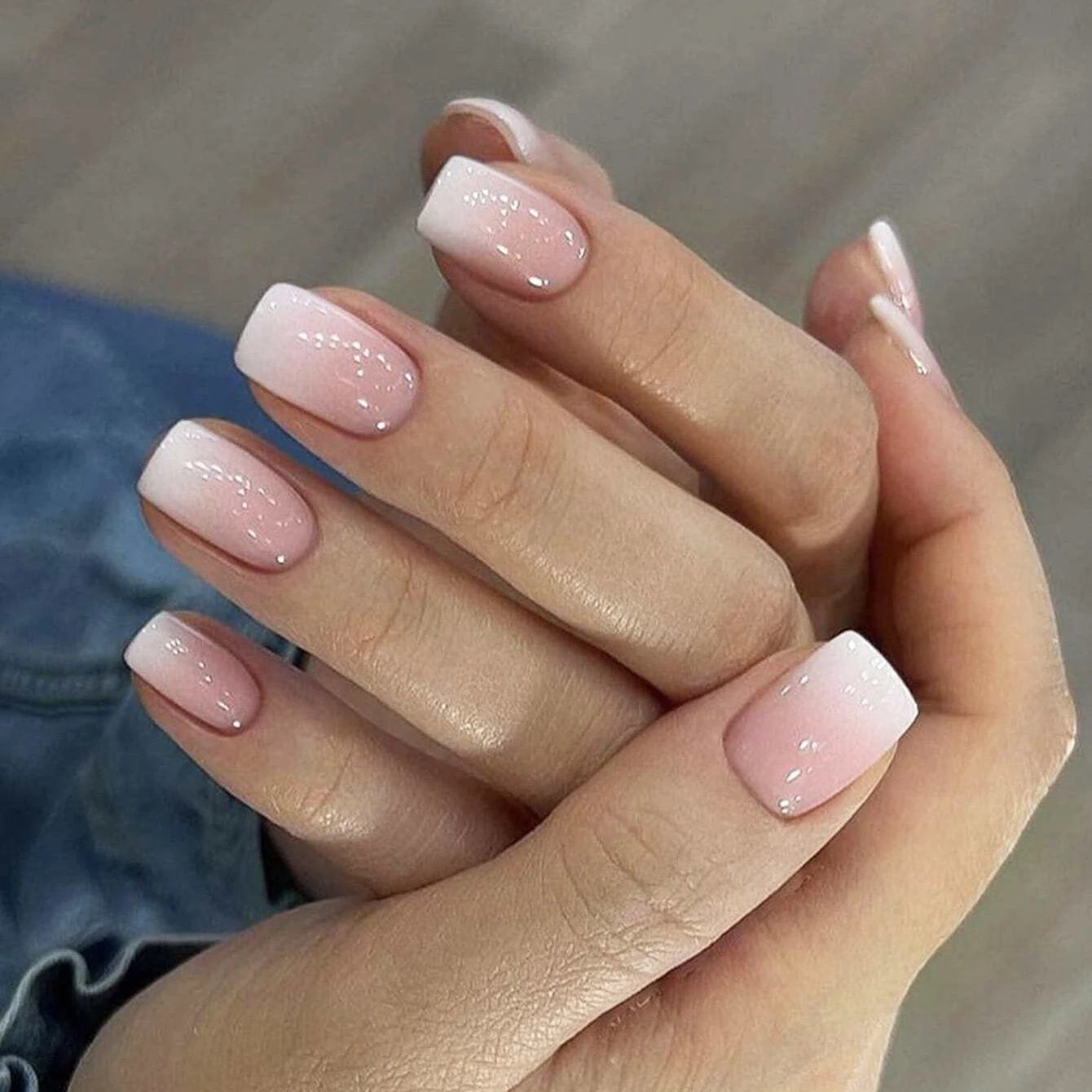 24 pièces/ensemble faux ongles carrés courts pour femmes mignon mariée coeur blanc français conseils faux ongles y2k presse sur faux ongles fournitures