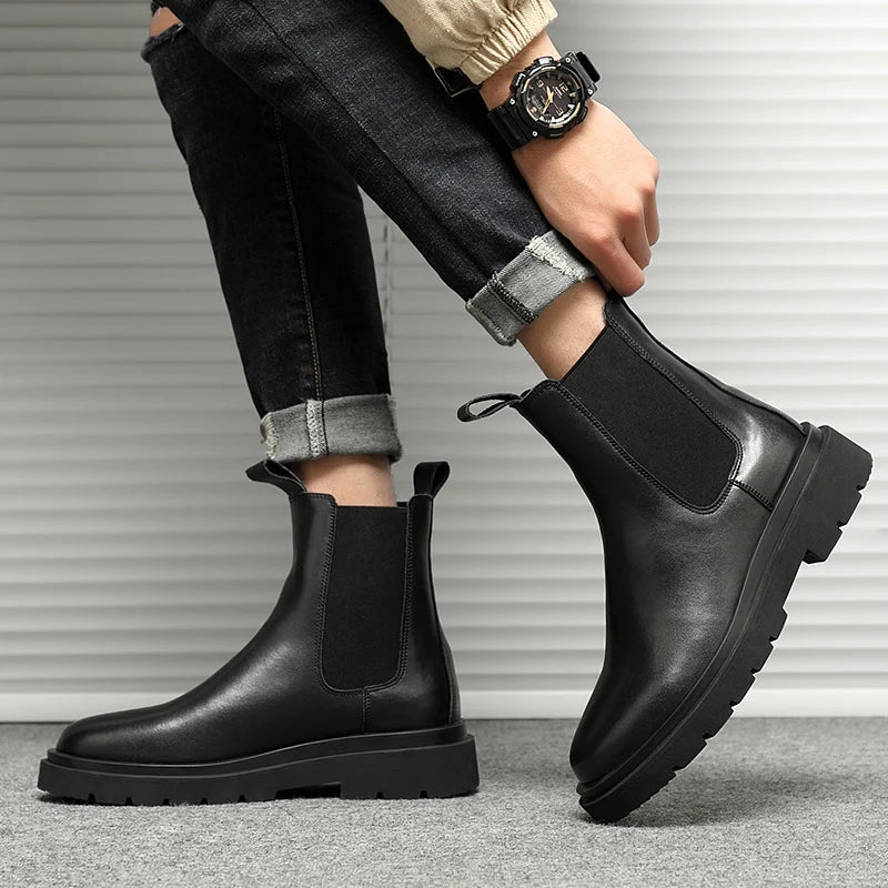 StephanBoots-Chaussures à plateforme noires pour hommes, Bottes de rinçage à la mode, Slip on, Nouveau, Automne, Hiver, 2022 - DOGOMET DIGITAL PLUS