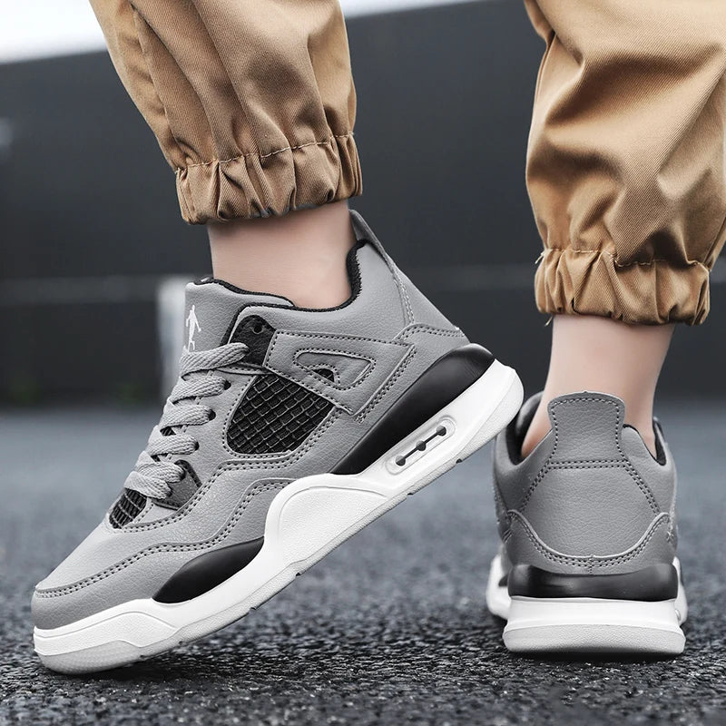 Baskets de basket-ball en cuir à lacets pour enfants, chaussures de skate plates décontractées, tennis pour enfants, qualité, mode, filles, garçons