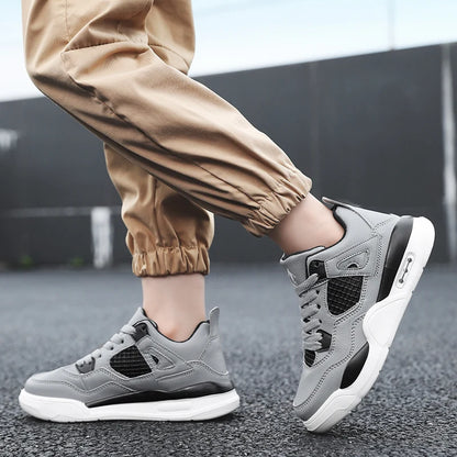 Baskets de basket-ball en cuir à lacets pour enfants, chaussures de skate plates décontractées, tennis pour enfants, qualité, mode, filles, garçons