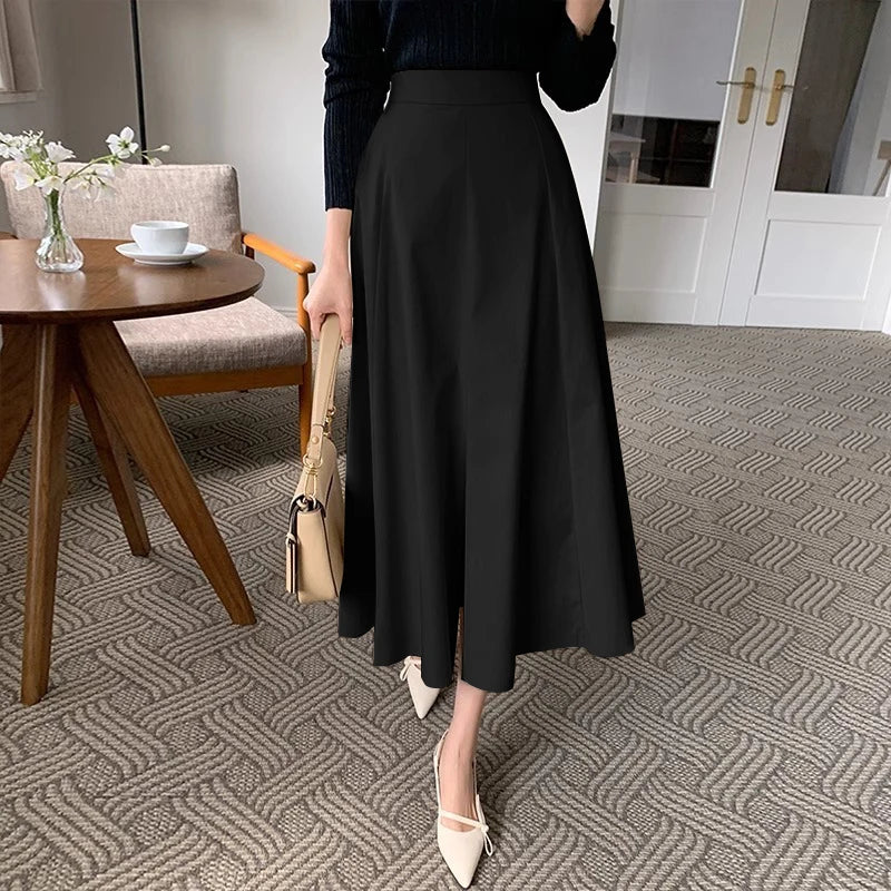 ZANZEA-Jupe mi-longue évangélique élégante taille haute pour femmes, jupes trapèze pour femmes, bureau, dame, document solide, fête, mode, 2025