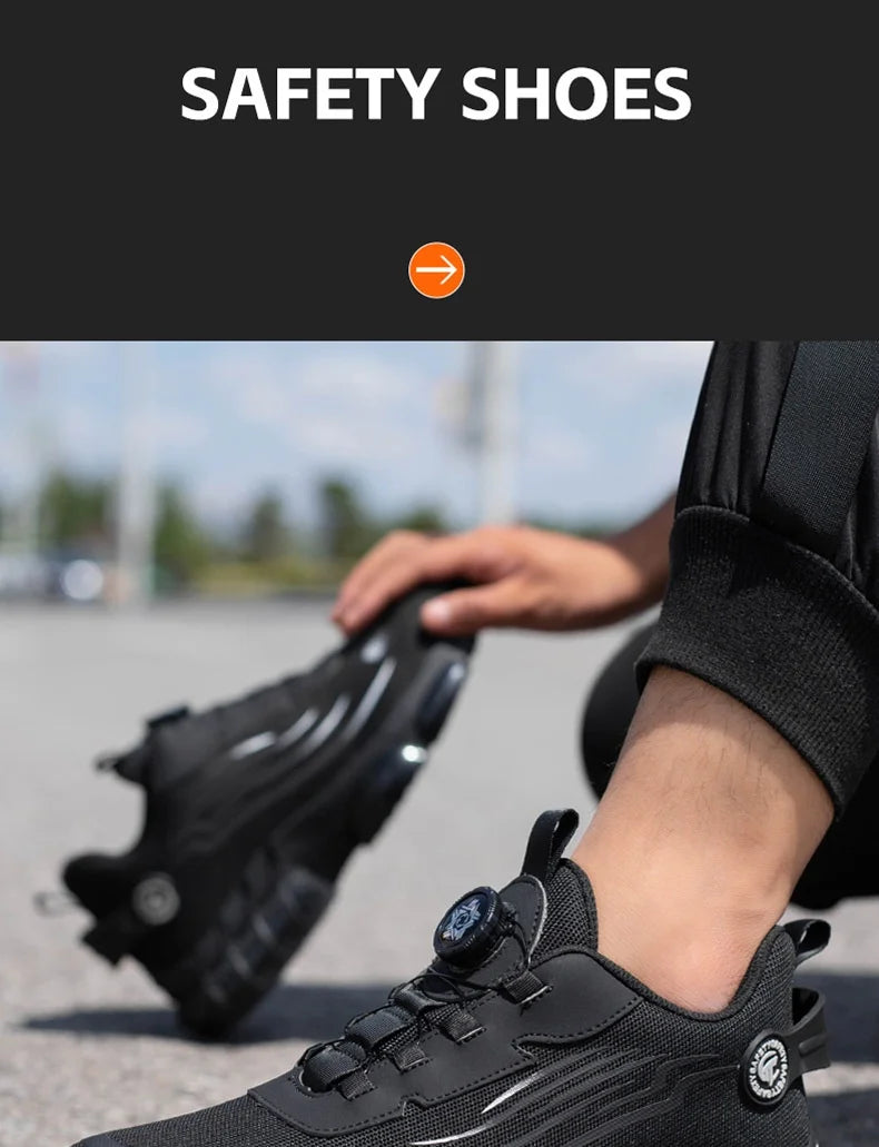 Men's Safety Work Shoes Anti-Tailor Wear-Resistant Steel Toe Boots Durable Sports Footwear for Construction Industry Workers