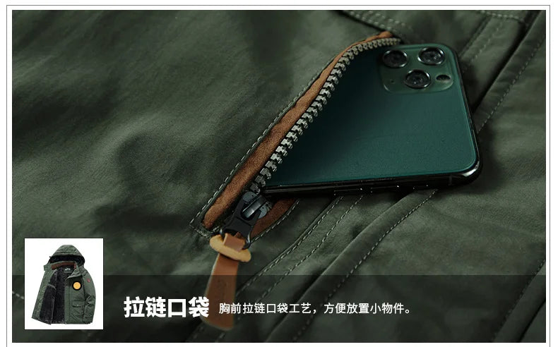 Parka Thermique Épaisse et Chaude pour Homme, Manteau Décontracté à Fermeture Éclair, avec Doublure Souriante, Coupe-Vent, Vêtement d'Extérieur, Hiver - DOGOMET DIGITAL PLUS