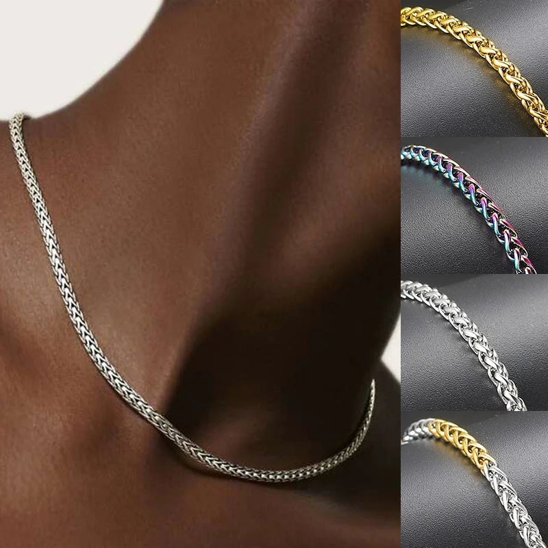 Franco Chain For Men Boys Minimalist Stainless Steel Necklace Women Daily Wear Hip Hop Jewelry Gifts Width 3mm Length 60cm C024