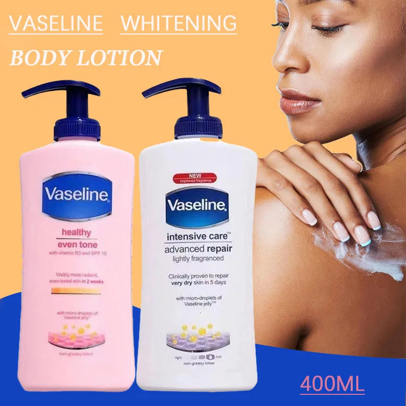 Vaseline Lotion pour le corps pour hommes et femmes 400ML parfum hydratant éclaircissant la peau exfoliant blanc vitamine B3 crème pour le corps