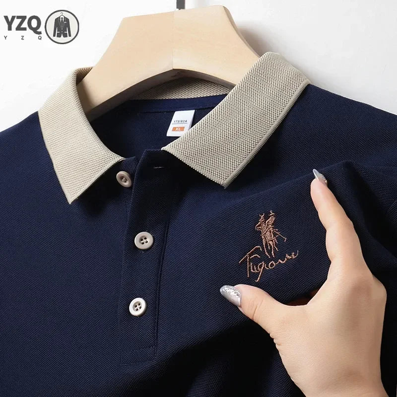 Men's Embroidered Casual Fashion Short Sleeved POLO Shirt Summer Comfortable Top