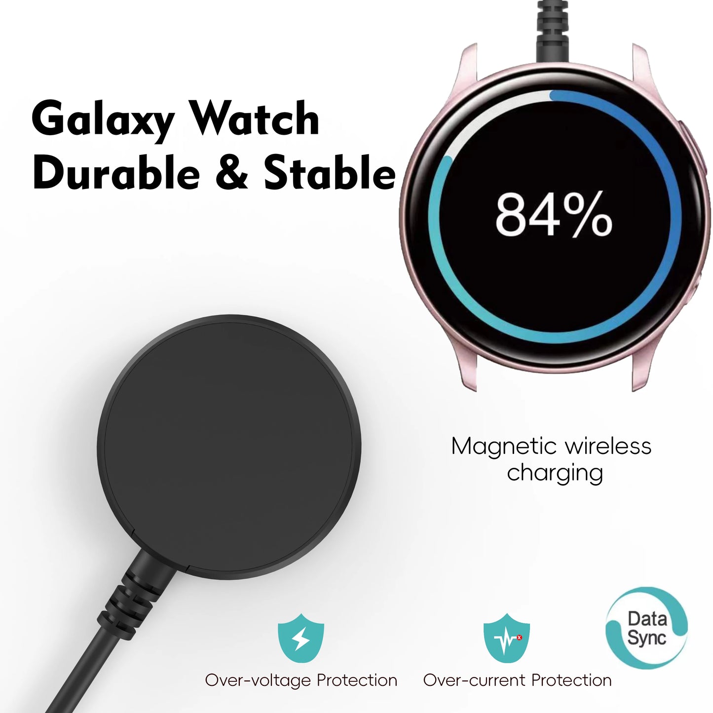 Chargeur sans fil Galaxy Watch pour Galaxy Watch 3/4 5/6/7 Active1-2 Ultra FE câble de montre USB-A USB-C