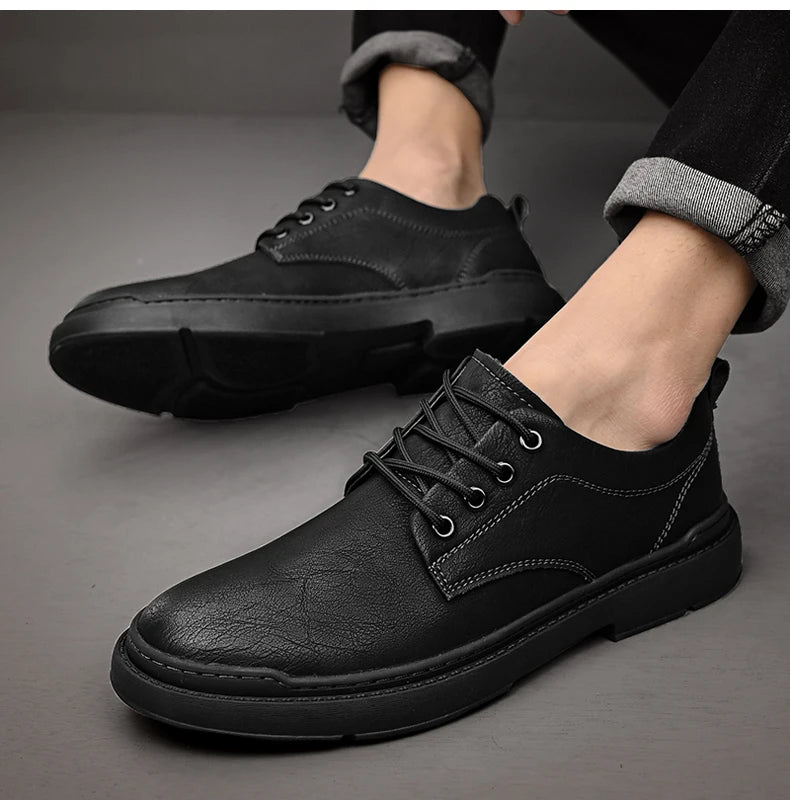 Printemps automne décontracté hommes rétro chaussures en Cuir 2023 mode Style britannique anti-dérapant Chaussure Homme Cuir marque de luxe concepteur