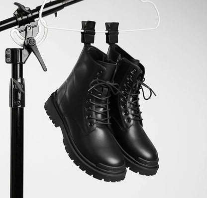 Chaussures à plateforme en cuir PU pour hommes, semelle optique haut de gamme, bottes décontractées noires, chaussures en cuir de vachette, offre rétro, design de lego