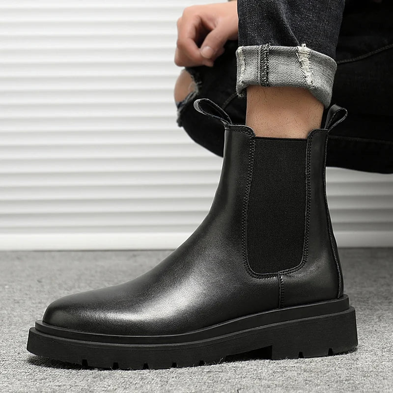 StephanBoots-Chaussures à plateforme noires pour hommes, Bottes de rinçage à la mode, Slip on, Nouveau, Automne, Hiver, 2022 - DOGOMET DIGITAL PLUS