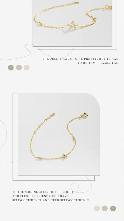 ANDYWEN – Bracelet en argent Sterling 925, 26 lettres initiales, monogramme de l'alphabet, nom en or, cristal CZ Zircon, bijoux à la mode 2021 - DOGOMET DIGITAL PLUS