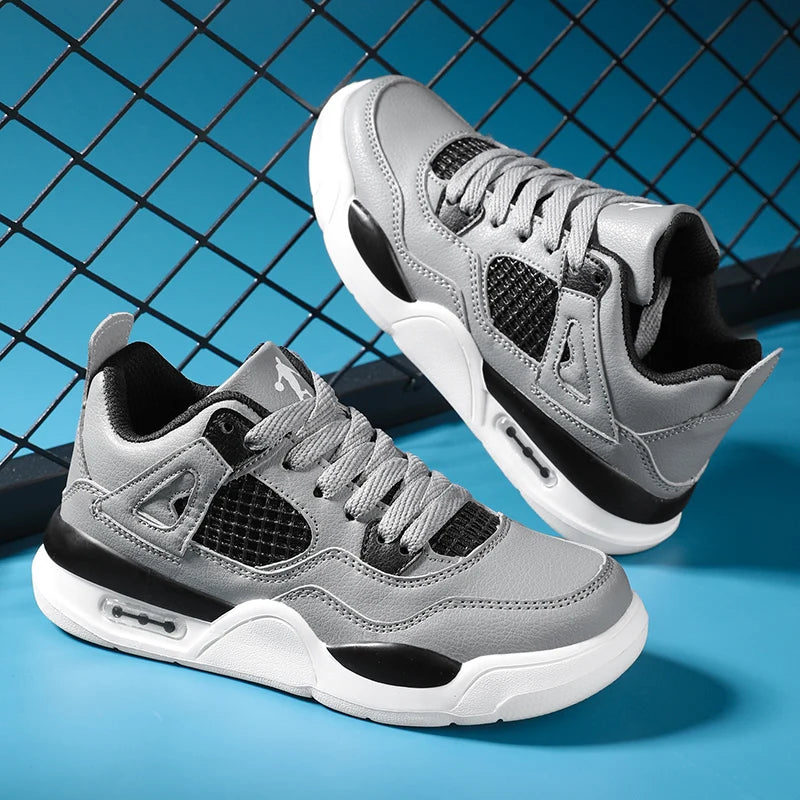 Baskets de basket-ball en cuir à lacets pour enfants, chaussures de skate plates décontractées, tennis pour enfants, qualité, mode, filles, garçons