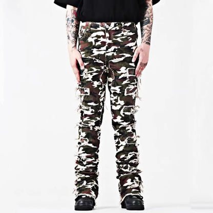 Kakan - New European and American Heavyweight Streetwise Stretch Patch Jeans for Men, High Street Straight Fit Long Jeans16-3001 - DOGOMET DIGITAL PLUS