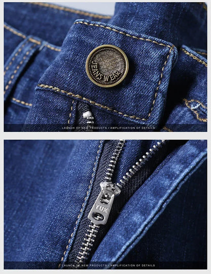 Hommes doux droit Denim pantalon 2025 automne classique affaires noir Biker jean salopette Masculino Pantalone Hombre Mannen Homme