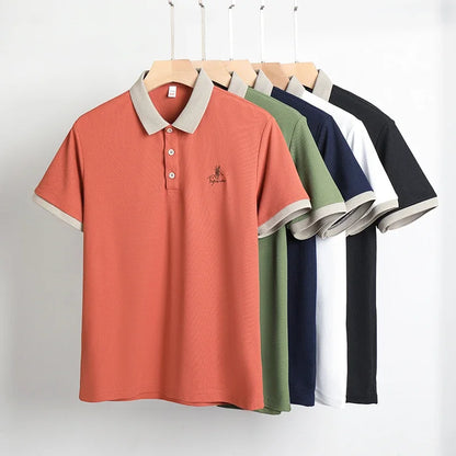 Men's Embroidered Casual Fashion Short Sleeved POLO Shirt Summer Comfortable Top
