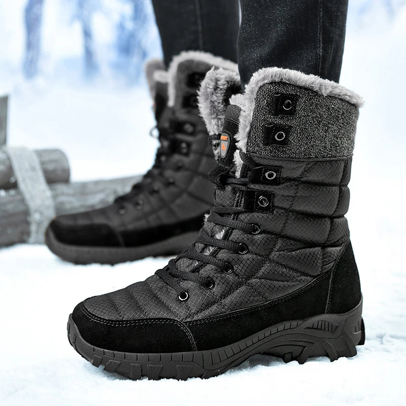 Bottes de neige rembourrées en velours pour hommes, bottes d'alpinisme en plein air, chaussures de randonnée chaudes, haut, tendance, hiver, nouveau, 2023